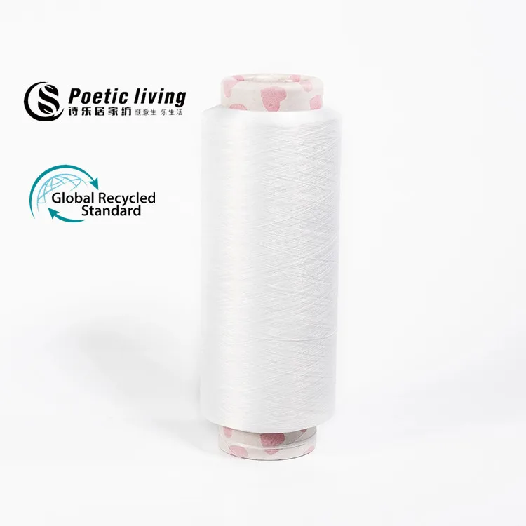 Изготовленная на заказ сырцовая белая нить вытянутая текстурная нить класса АА переработанная полиэфирная нить для вязания и плетения