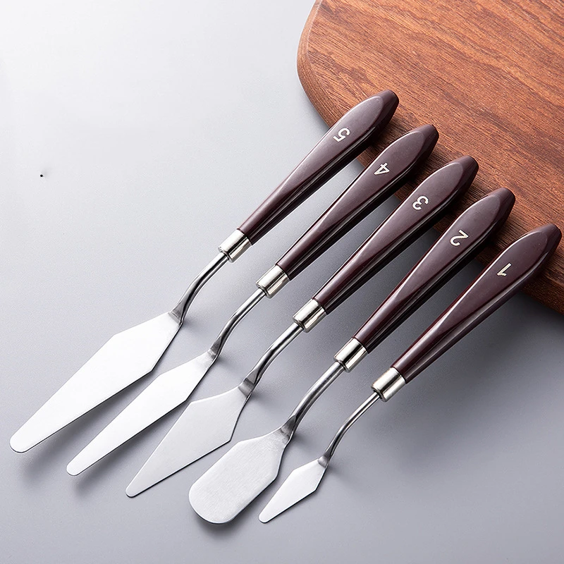 5 Piece Palette Knife Set Stainless Steel Spatula Palette Knife Oil  Paint Metal Painting Knives for Cake Decoration, Painting