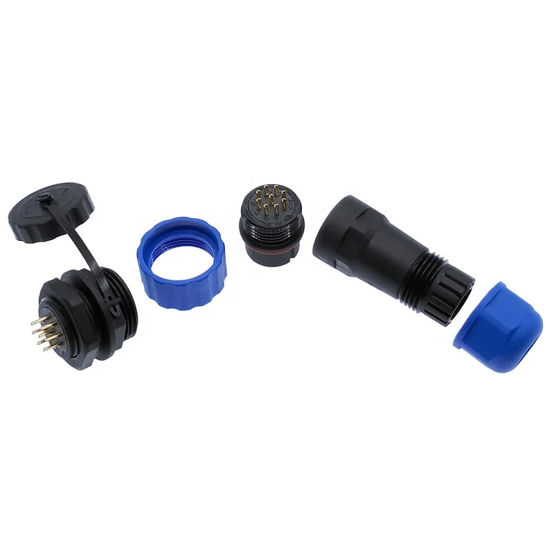 waterproof socket 1pin 2pin 3pin 4pin 5pin 6 7 9 10 12 14pin Waterproof connector SP20 Back Nut IP68 cable connector plug socket