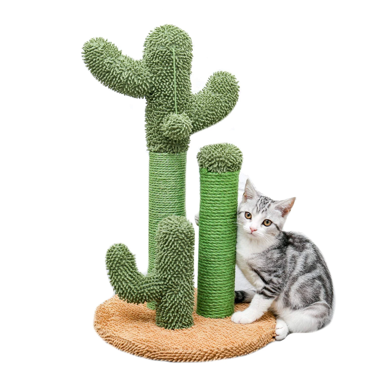 Amazon Top Seller 3 Scratching Poles Interactive Dangling Ball Cactus Cat Scratching Post Cactus Cat Scratcher