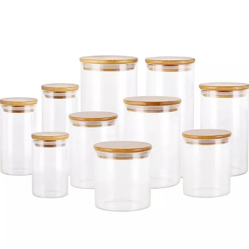 300ml glass jar with bamboo lid for food