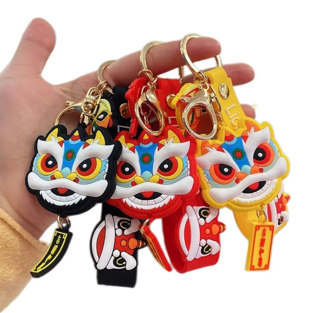 2024 Newest customized doll lovely cartoon lion dance promotional gift lucky cat design keychain car key