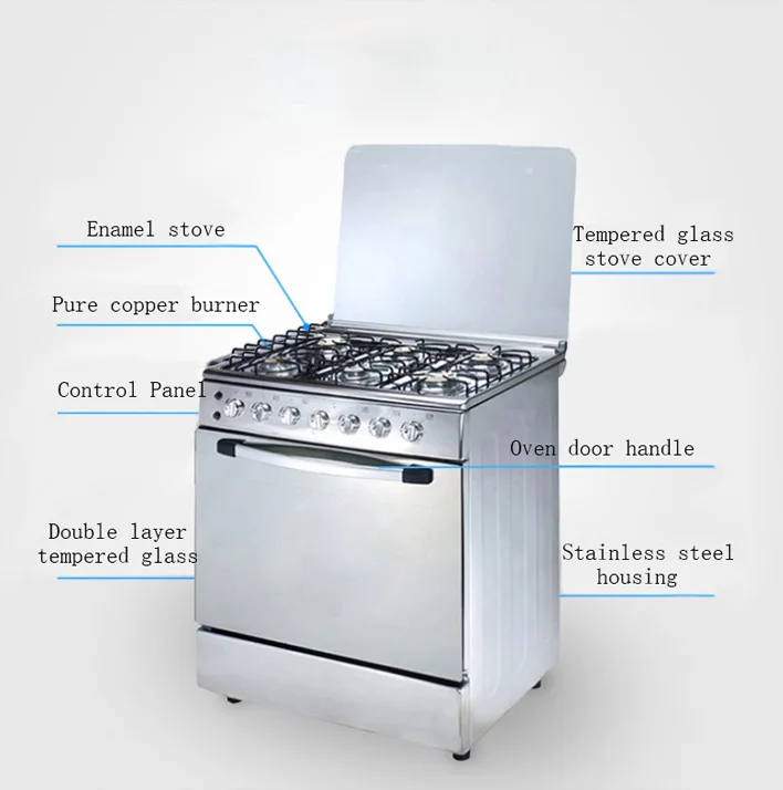 Большая емкость, универсальная печь и плита, независимая, полностью газовая, европейская, многофункциональная, для выпечки, пять газов, одна