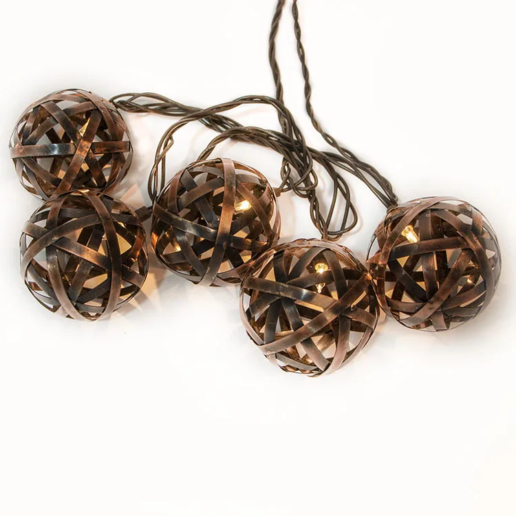 Warm White LED Waterproof Crazy Wave Solar Metal Ball String Light Outdoor