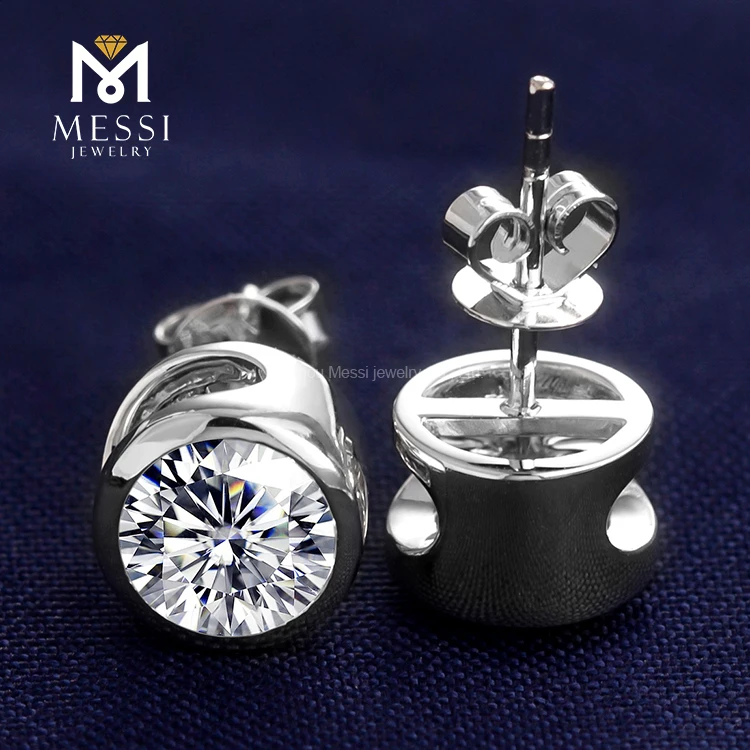 Fashion customized 18k gold jewelry 2 ct diamond moissanite earrings