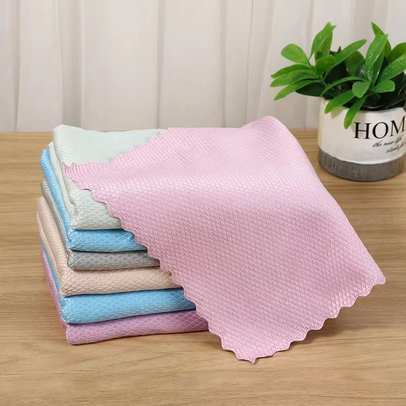 Kitchen Anti-Grease Wiping Rags Efficient Fish Scale Wipe Cloth Cleaning Cloth Home Washing Dish Cleaning Towel