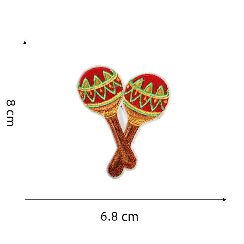 Mexican Day of the Dead embroidery handmade iron on patch skull guitar beef roll patch