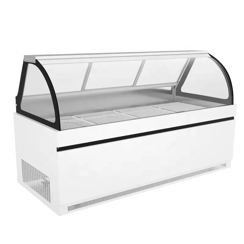 Meat Refrigerator Supermarket sliding curved glass door display fridge Commercial  meat freezer Butcher meat refrigerator