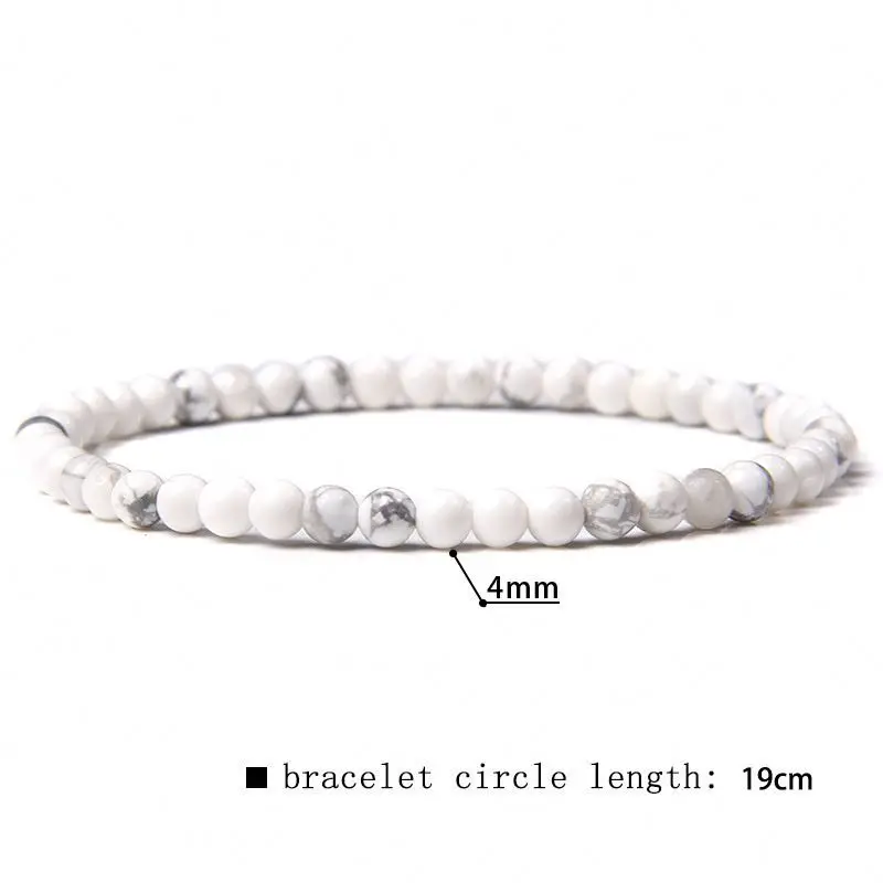 4Mm Natural Agate Stone Beads Energy Charm Bracelet Sterling Silver Small Beaded Bracelets Men