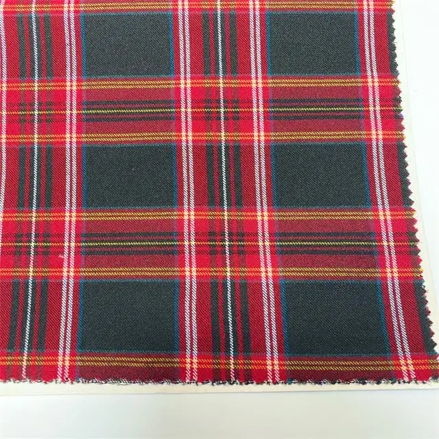 Sunplustex manufacturers woven viscose/polyester yarn dyed scottish plaid bengaline stretch fabric for pants and leggings