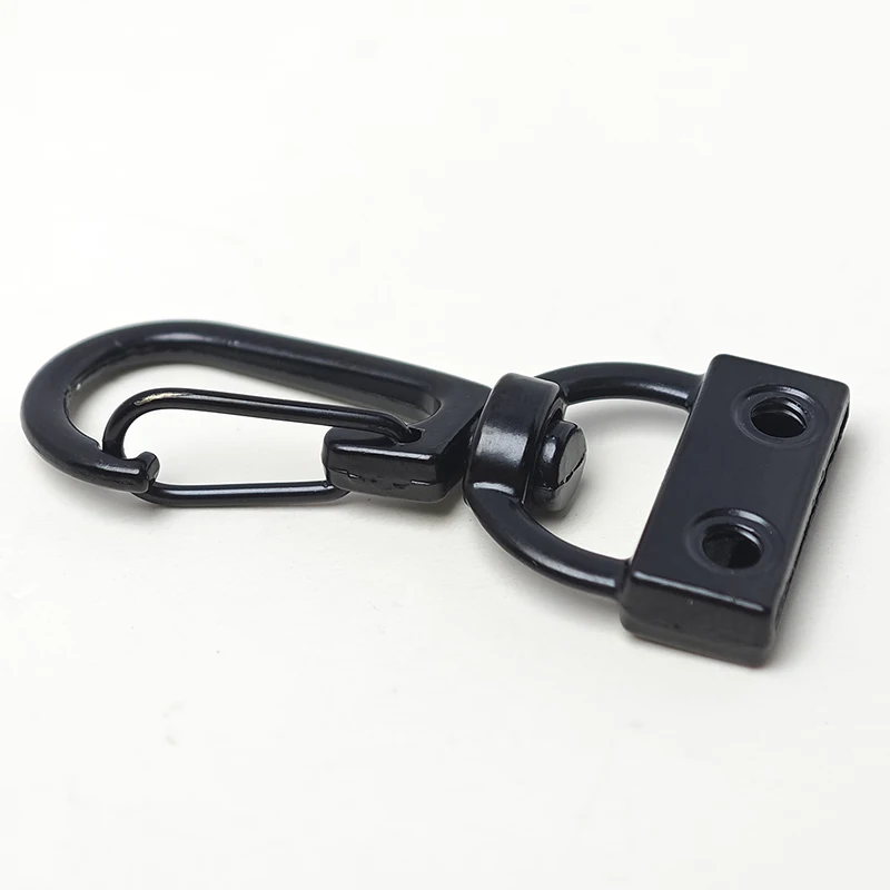 Wholesale Custom Double Hole Black Dog Hook Swivel for Woven Tape End Clip Stopper Snap Hook