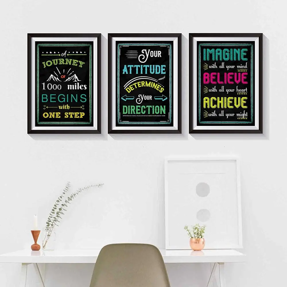 wall art 10 Laminated Chalkboard Inspirational Motivational Classroom Posters for Students Teacher Classroom Decorations