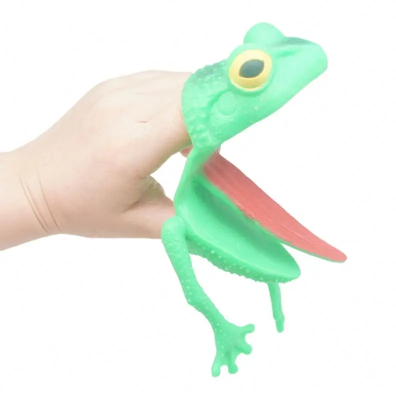 Kids Soft Plastic Frog Finger Puppet Assorted Color Animal Hand Puppet for Role Playing Novel Toy