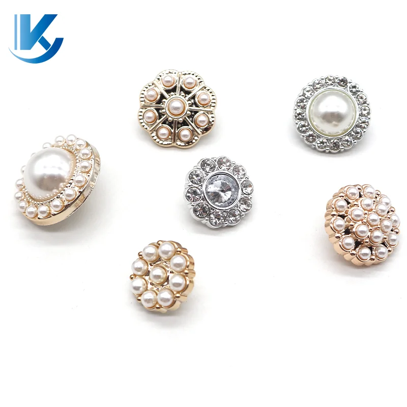 KY Factory Wholesale High Quality Decorative Flowers Sewing Button Gold Pearl Shank Buttons For garment buttons
