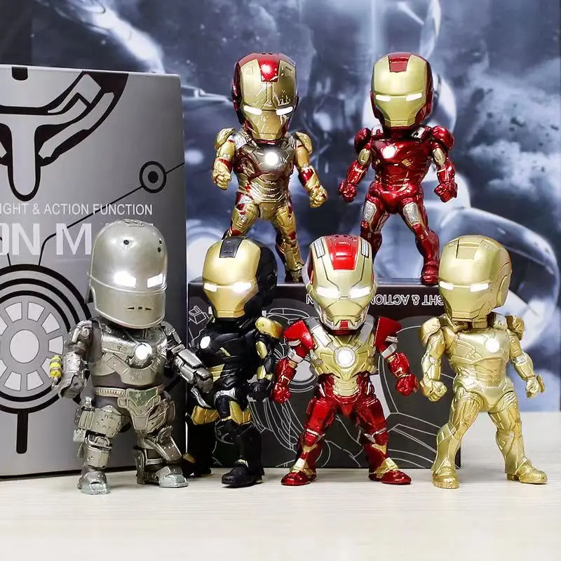 2023 New Mini Light-Up Iron Action Robot Figure Super Hero Toys Action Figures