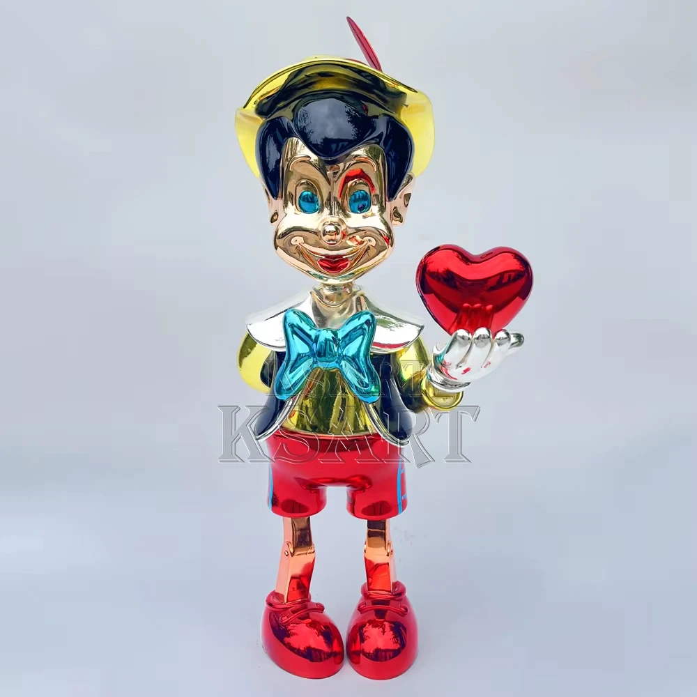 Pinocchio Sculpture Life-size Japanese anime cartoon high quality chrome plated character resin FRP puppet statue