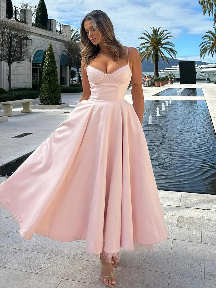 Bettergirl 2024 New Design Custom Women Summer Casual Straps Dress Lady Elegant Midi Dress With Lace For Woman Fashion Clothing