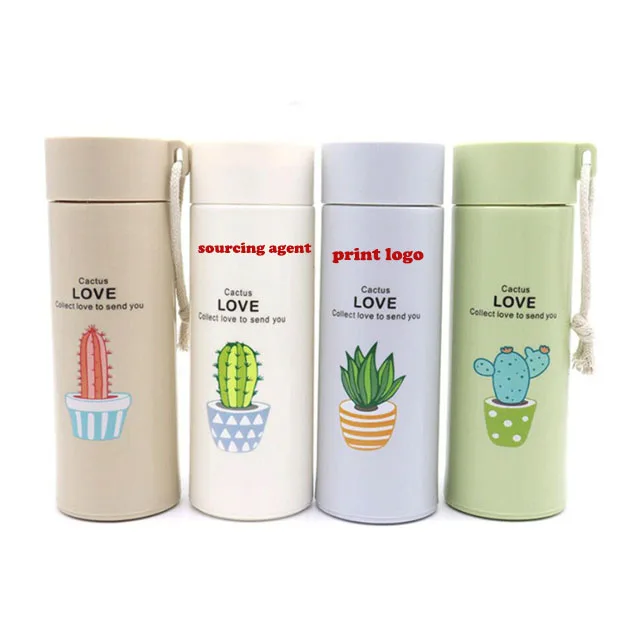 Travel Cactus Glass Summer Water Cup Bottle Cup With Rope Sports Water Bottle High Temperature Resistance Business Gift Bottle