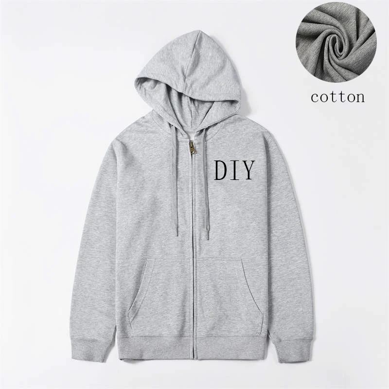 Fashion Streetwear 280gsm Cotton Casual Zipper Design Logo Blank Cardigan Mens Coat and Jacket With Hood