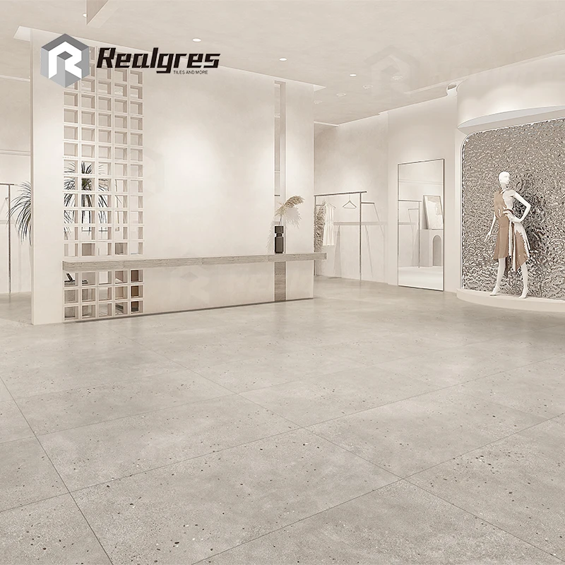 60x60 Faux Rustic Cement Interior Tile Porcelain Floor Grey Terrazzo for Kitchen Floor and Wall
