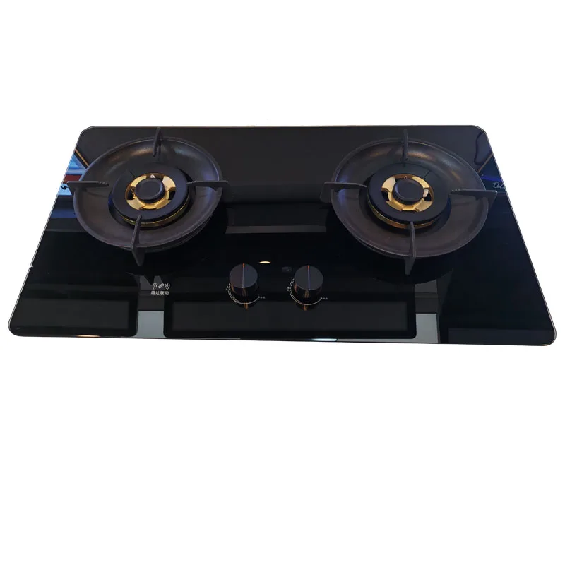 2 zone Tempered glass AC ignition optional with safety device NG LPG Built in Gas hob gas cooker top