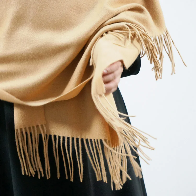 Wholesale winter premium luxury thick warm cashmere wool scarves blanket muffler pashmina shawl tassel poncho for women