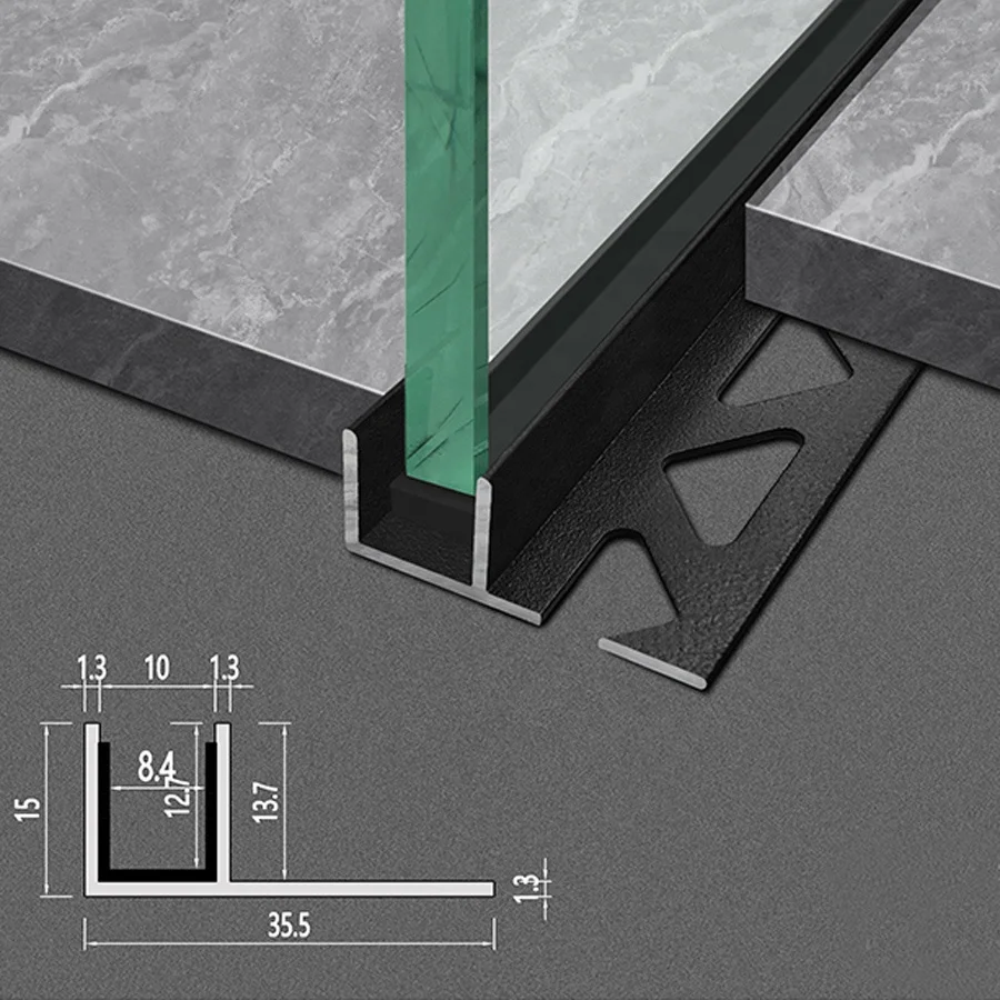 hot sale 10mm glass aluminum F channel profile U extrusion glass holder profile for shower room