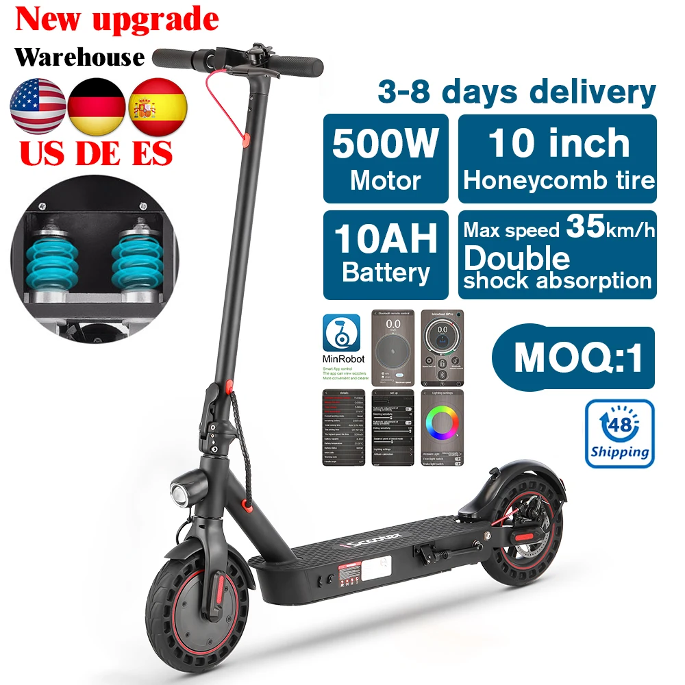 35km/h 500W 10Ah ES DE Stock iScooter MAX 10 inch electric scooter portable electric scooter best electric scooter for adults