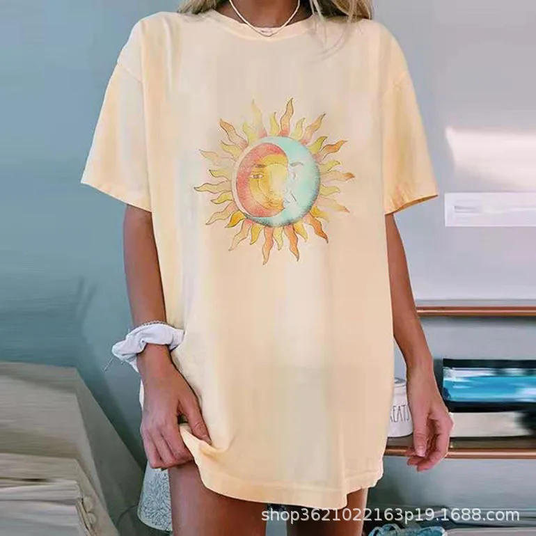 New Design Plus Size Summer Casual Ladies Printed Short Sleeve Oversize T Shirts Women Tops