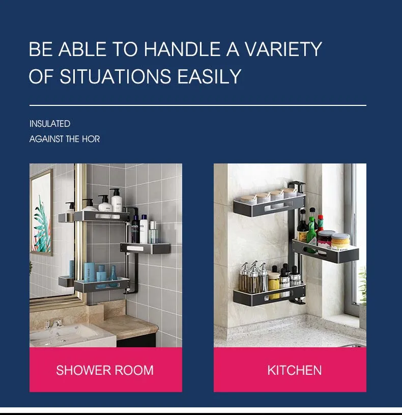 One to Four Floors Can Rotate and Freely Adjust the Wall Mounted Storage Rack of the Bathroom Storage Racks Kitchen Accessories