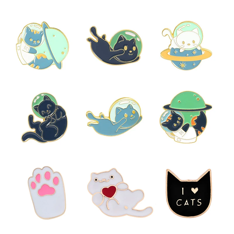 Factory Custom Wholesale Anime Cartoon Funny Metal Badge Lapel Hard Soft Cat Planner Enamel Car Pins Lot Bulk Brooch Pin Set