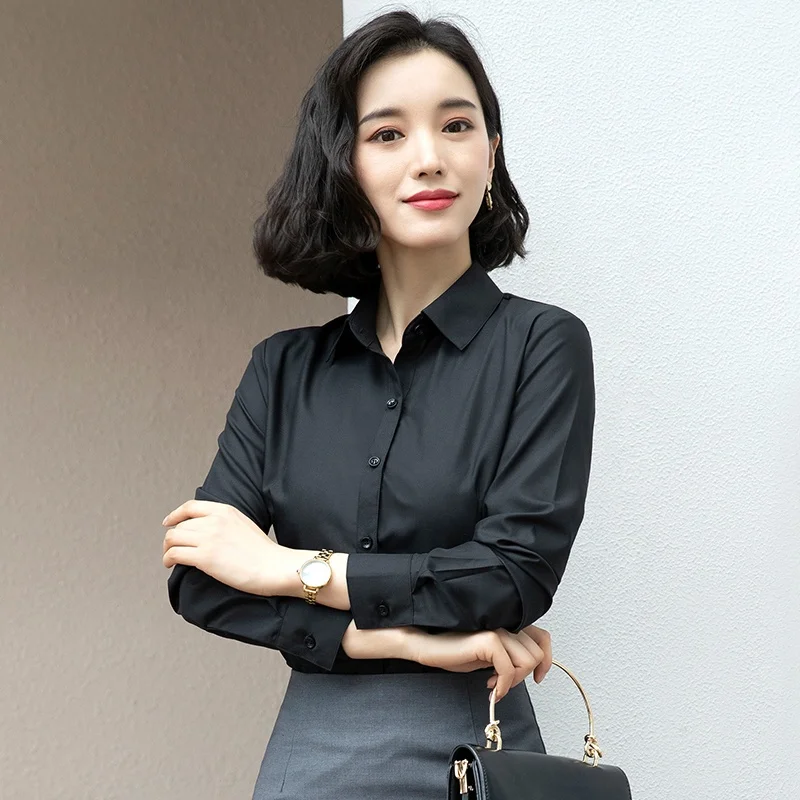 Professional Shirt Long Sleeve New High-end Formal Shirt Slim Fit Anti-wrinkle Temperament Interview Work Clothes for Women