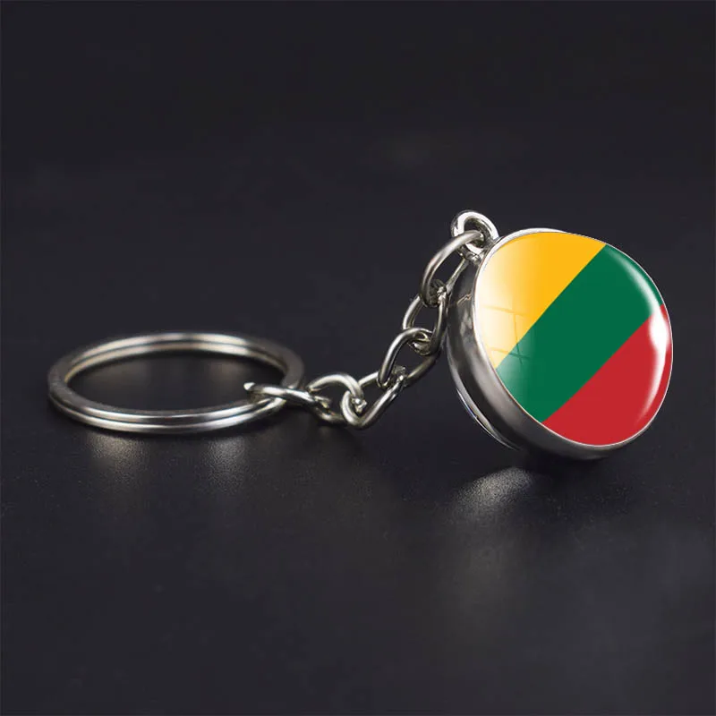 Flag Key Chain 2 cm Glass Ball Key Ring Estonia Latvia Lithuania Belarus Russia Ukraine Moldova Europe Souvenir Pendant Gift