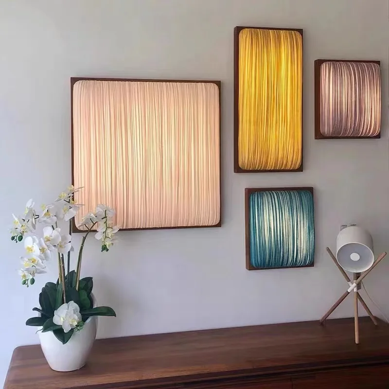 Decoration Design Minimalist Square Wood Wall Light Lamp Lights Interior Living Room Bedroom Indoor Modern Led Wall Lamps