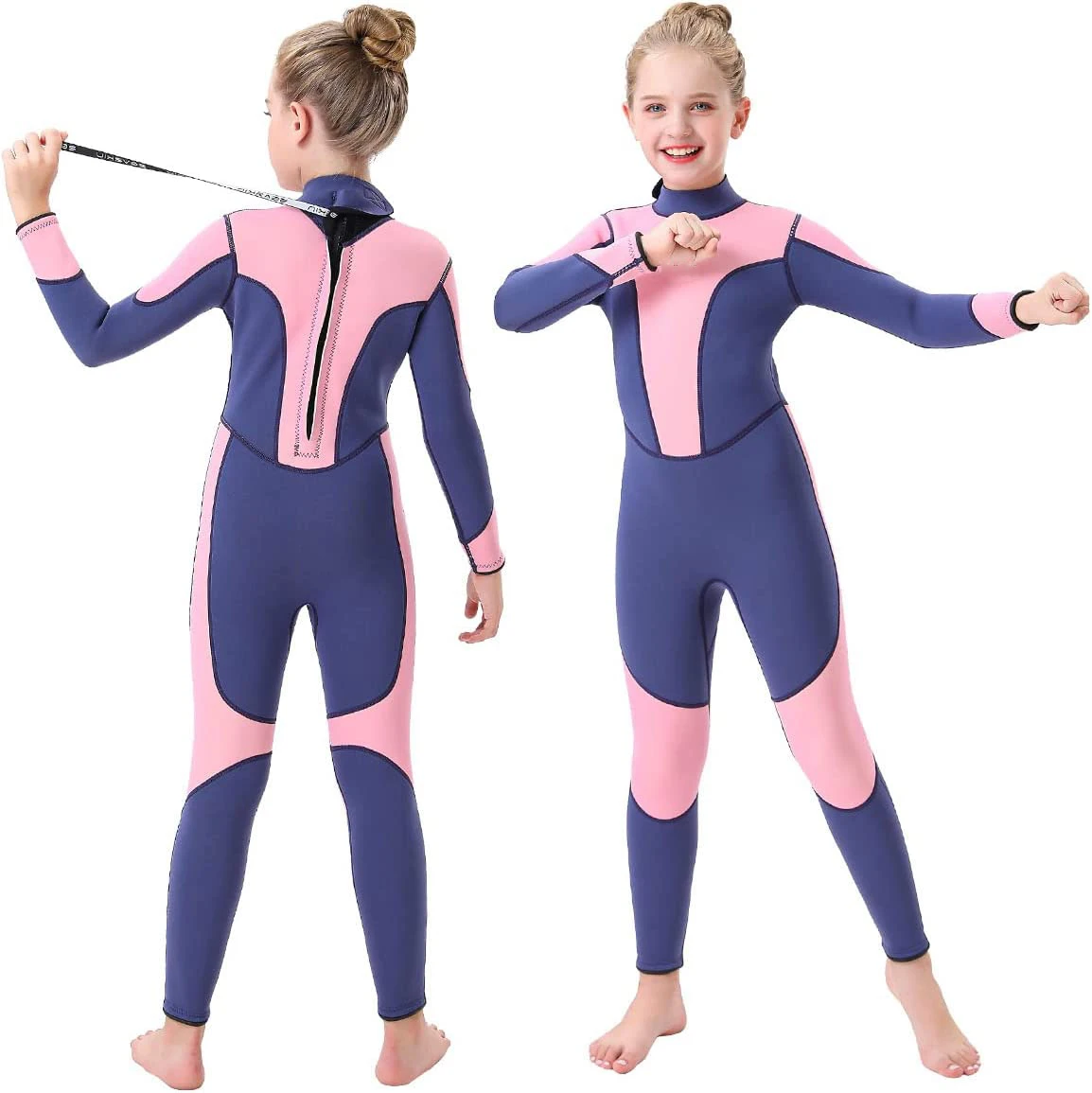 Kids Wetsuit for Boys Girls 3mm Neoprene Fullsuit Back Zip for Toddler Water Aerobics Diving Boating Snorkeling Surfing Swim