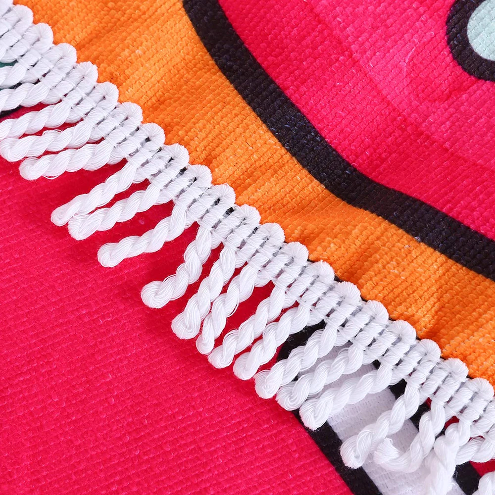 top quality customize bulk donut fringed terry microfiber round beach towel