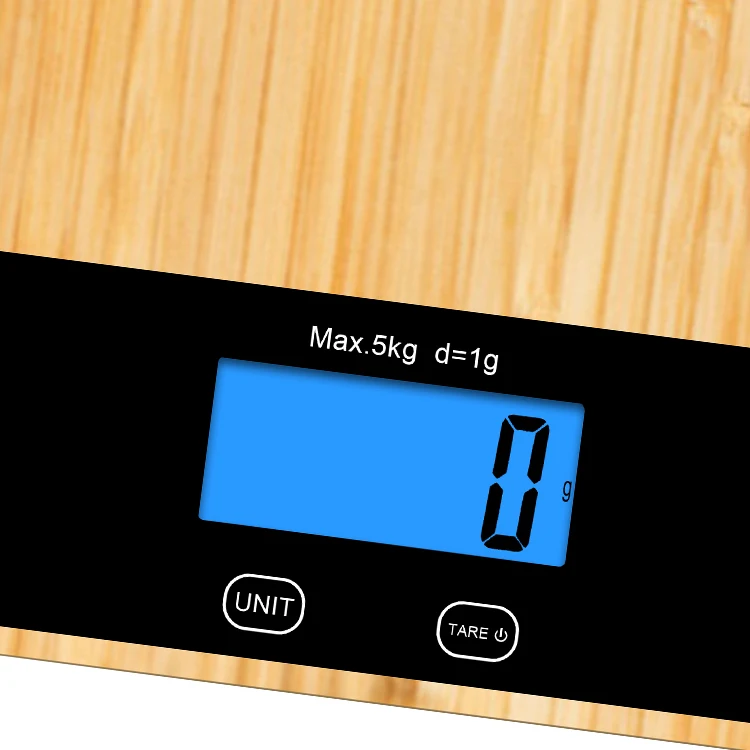 11Lb 5Kg Electric Weight Food Portable Digital Bamboo Kitchen Weighing Scales