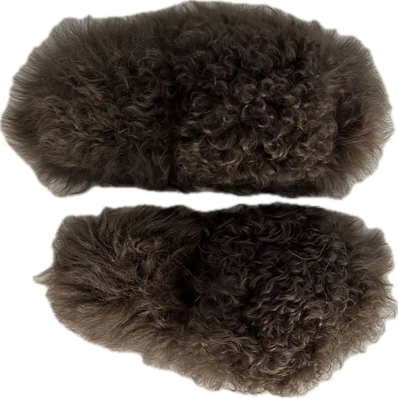 Open toes real fur slippers with Curly hair fur slippers lamb fur shoes wholesale price