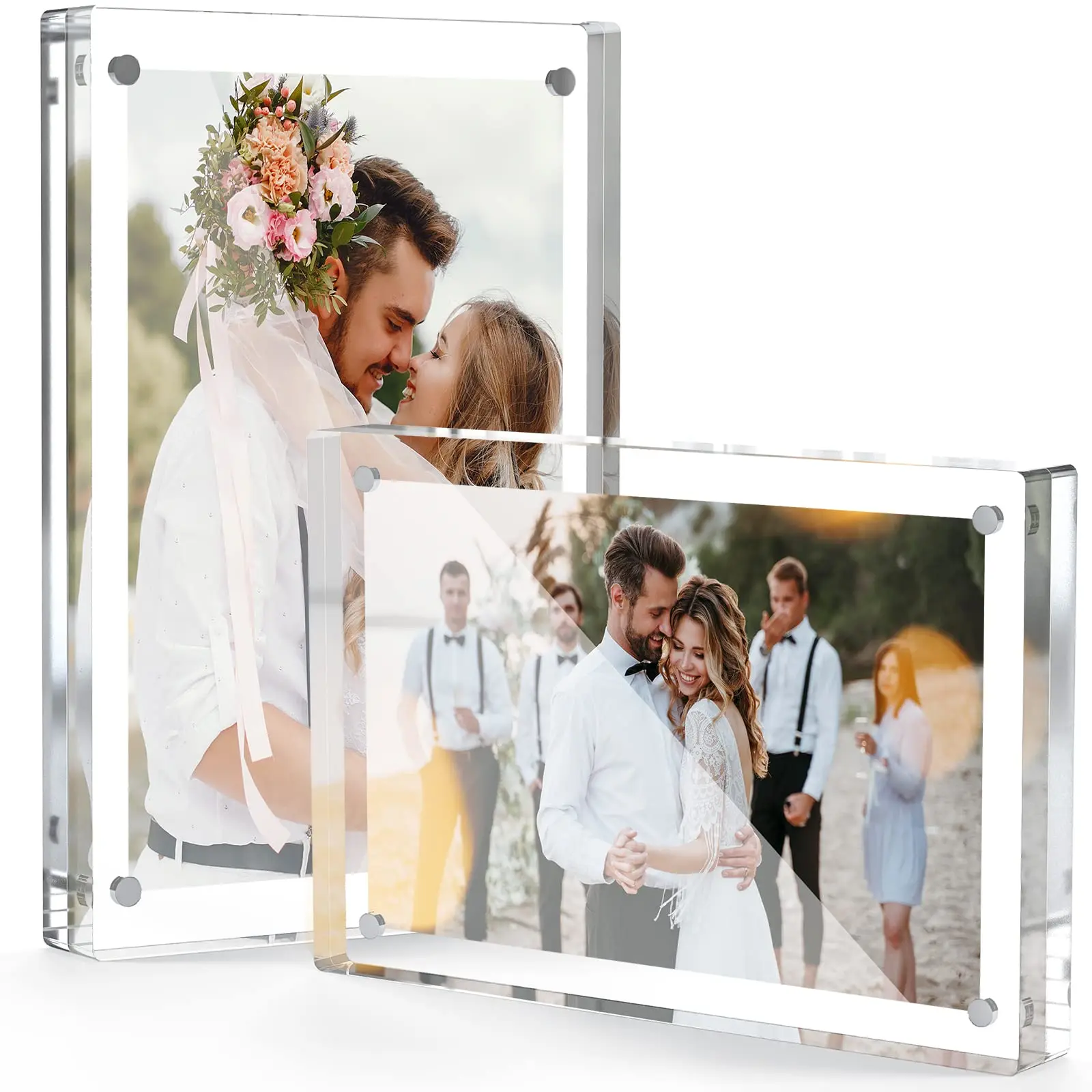 Wholesale 4x6inch Acrylic Block Picture Frame Magnetic Customized 5x7inch Acrylic Photo Frame For Sale