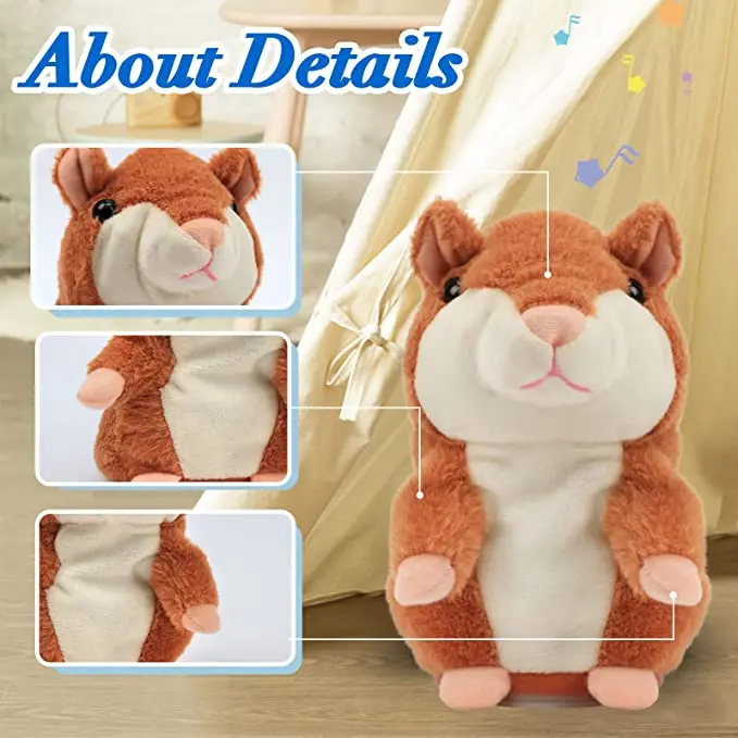 Коричневый 6-дюймовый говорящий хомяк повторяет как вы говорите морская свинка кивает Интерактивная электрическая анимированная игрушка подарок для малышей девочек