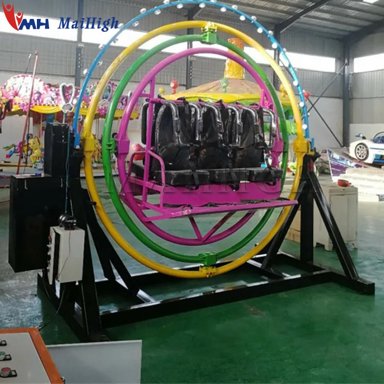 6 Persons New Amusement Extreme Outdoor Electric Gyro 3D Space Ball Ring Loop Human Gyroscope Rides