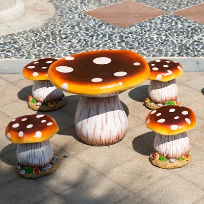 Fiberglass Mushroom Table Chair Sculpture Factory Wholesale Mushroom Fruit Kindergarten Decoration Fiberglass Mushroom Sculpture