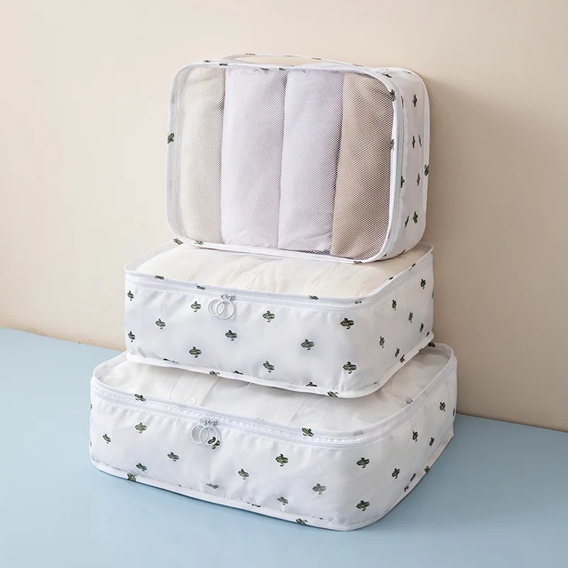 3 pcs-Set Packing Cubes Mesh Nylon storage bag Foldable Luggage Packing Organizers for Travel Accessories
