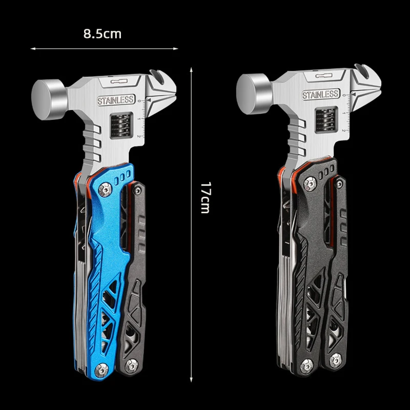 18 in 1 Multifunction Mini Small Multi Purpose Hammer Hand Tool Multi Tool Hammer With Knife for Outdoor Survival