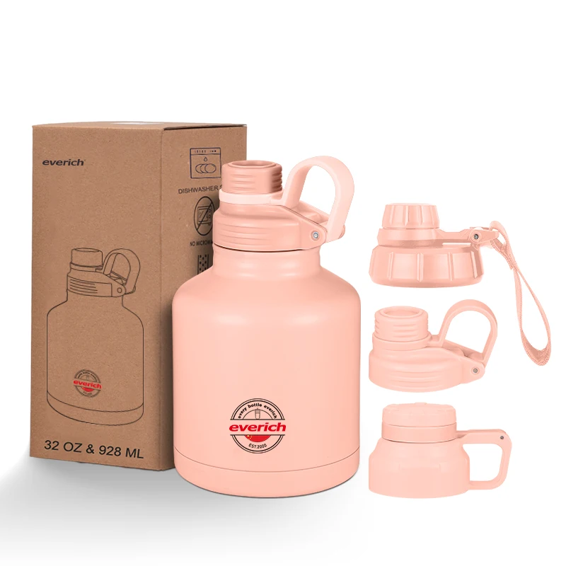 Everich New Style for AMZ Travel Camping Double Wall with Handle Press lid Stainless Steel Sports Water Bottle Outdoor Bottle