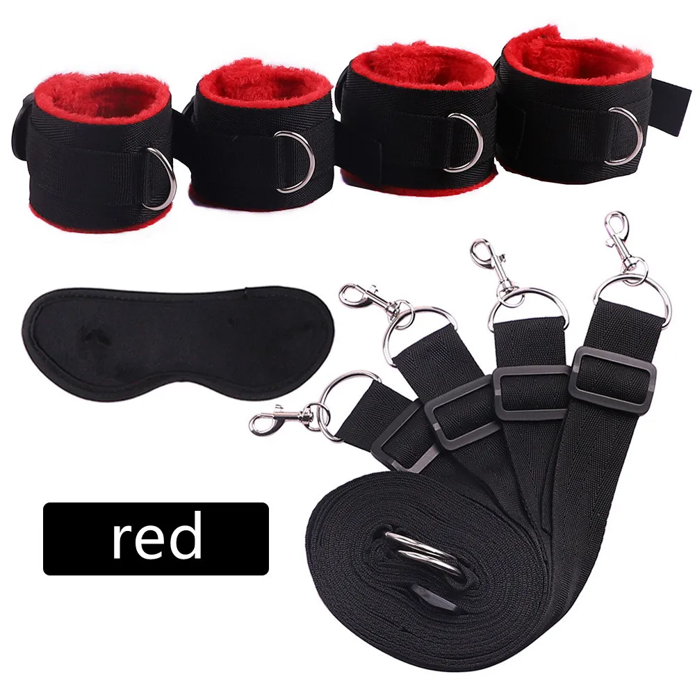 
 Bed bondage restraints female alternative toy bed kit bondage set sex bondage harness handcuffs foot cuff set Bed straps  