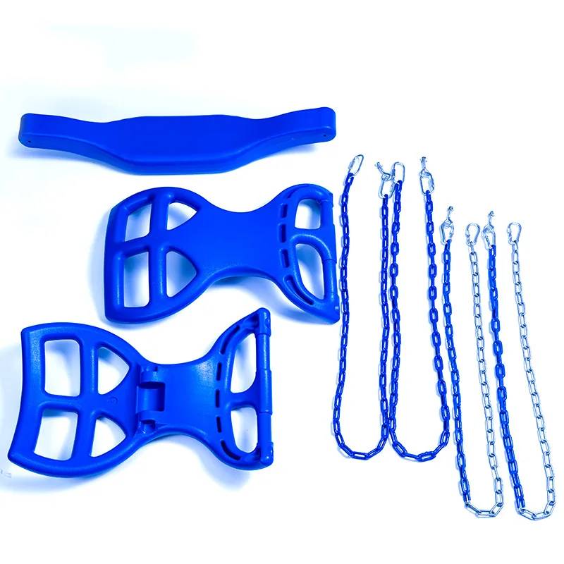 Double Swing Kids Garden Park Chair with Coated Chains PE Rope Outdoor Play Toy Swing Set