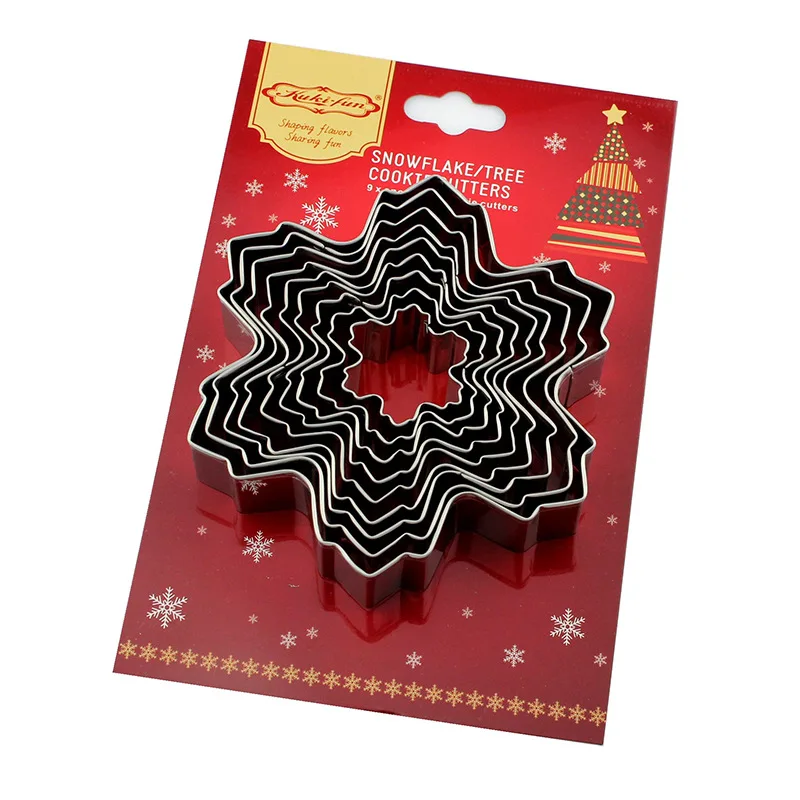 9pcs set Christmas cookie Cutters Shapes Set Biscuit Cutters Stainless Steel Metal Baking Molds