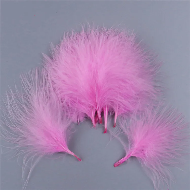 Wholesale raw white Dyed feathers real decorative Green 50pc ploybag loose Blood Marabou feather for DIY Craft flying material