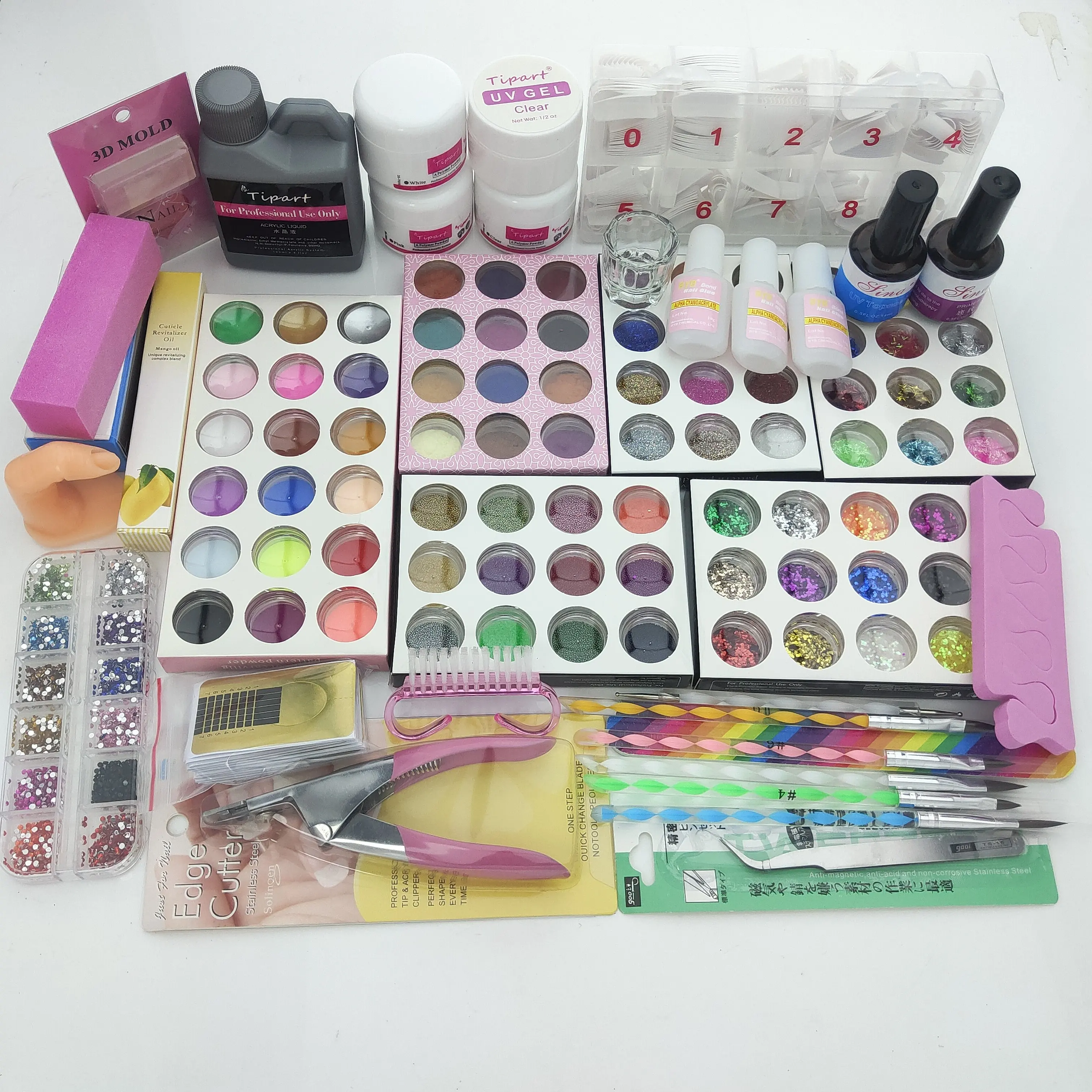 Tipart 78 Color Acrylic Nail Kit Set 120 ML Acrylic Liquid Powder Nails kit gel and acrylic full set 500 Pcs False Tips
